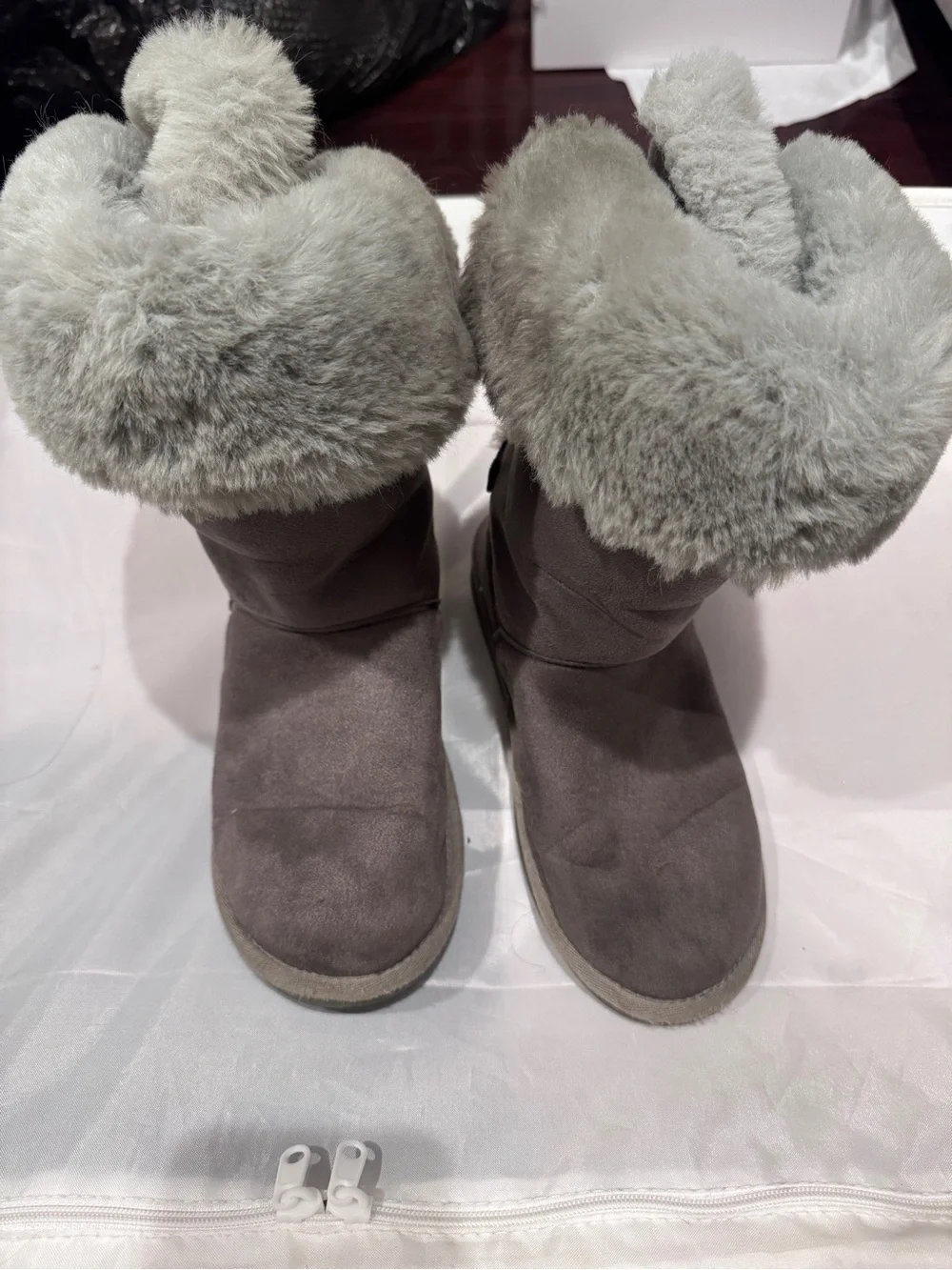 Women’s Grey Faux-Fur Winter Boots